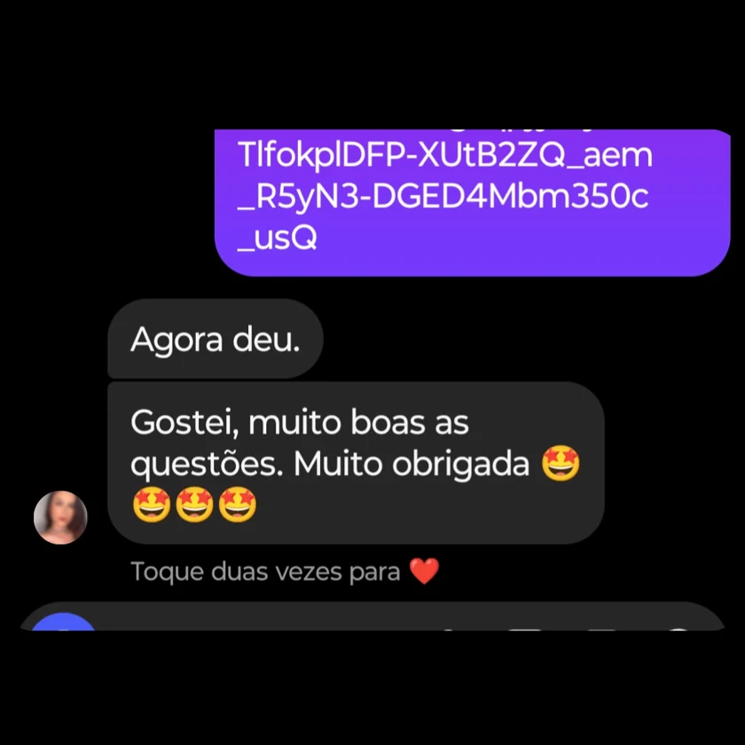 Cliente agradece e diz que as questões são muito boas